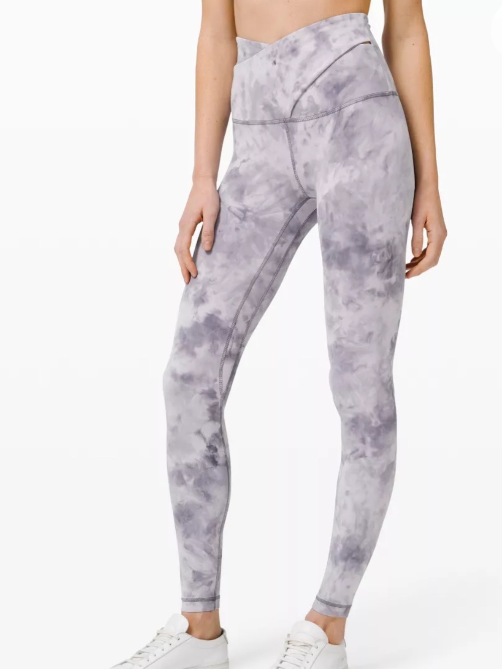 Lululemon Tie-Dye Gray Leggings Size 4 purple light blue Align Criss Cross Waist